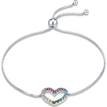 Grace Silver Jewellery stříbrný se zirkony duhové srdce NR-SCB216 stříbrná