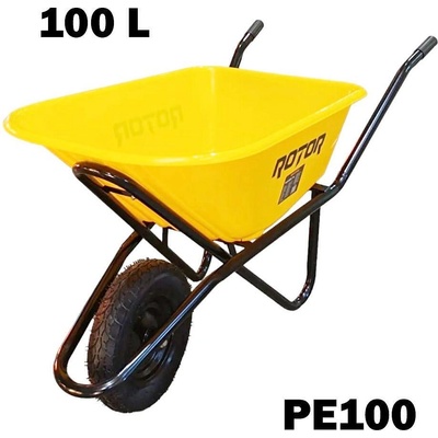ROTOR Строителна ръчна количка rotor pe100, 100 л, pvc корито, надуваемо колело (uni-010769)