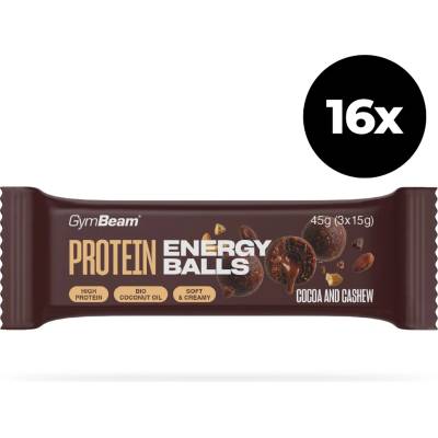 GymBeam Протеинови енергийни топчета 16 x 45 g cocoa and cashew