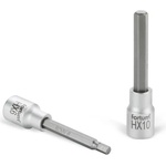 Fortum накрайник, имбус, 1/2", дълъг, 61CrV5/S2, матов хром; 10mm (HX10), 100mm