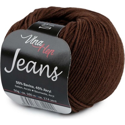 Pletací příze Jeans 50 g Varianta: 10 (8220) hnědá, Balení: 1 ks 61353/158978/284770