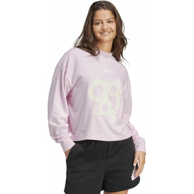 adidas French Terry Print Loose Sweatshirt ružová biela