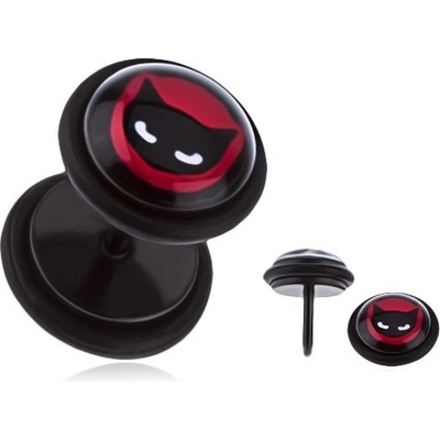 Šperky eshop falešný plug do ucha z oceli černá kočičí tvář I16.01