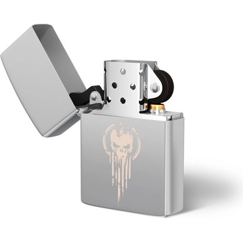 Image 1 of DRAGOWA Бензинова запалка с гравировка Skull, сребърна (20398)