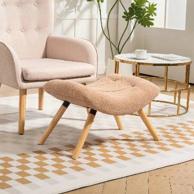 HOMCOM Podnožka s látkou Berber fleece 67 x 45 x 38 cm | hnědá