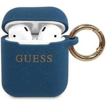 GUESS Защитен калъф Guess Silicone Glitter за Apple Airpods / Apple Airpods 2, син (GUACCSILGLBL)