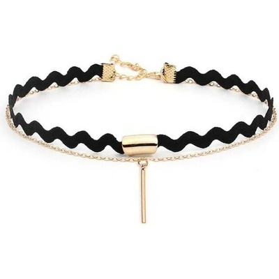 Prosperk Náhrdelník choker černo zlatý S4091