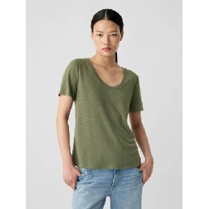 GAP Тениска GAP от лен GAP | Zelen | ЖЕНИ | XS