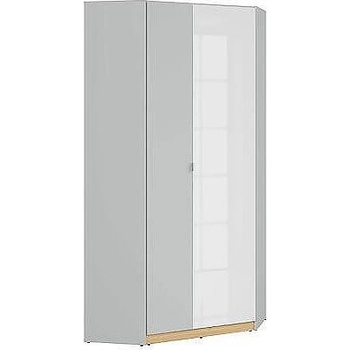 Ъглов гардероб Nandu SZFN2D дъб и бял лак