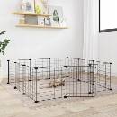 Shumee 171623 Ohrádka s dvířky 12 panelů černá, 35 x 35 cm ocel