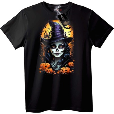 NOONEBRAND Тениска Halloween Вещица с Череп - 2XL, White