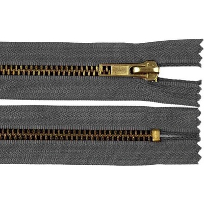Zdrhovadlo zip mosazný 18cm nedělitelný 6mm temně šedá