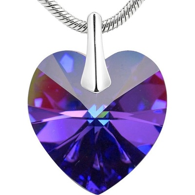 SILVEGO stříbrný přívěsek Srdce 14mm Heliotrope se Swarovski® Crystals LSW007P