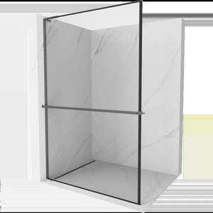 Mexen Kioto+ L душ кабина с етажерка Walk-in 100 x 200 см, черна рамка, gun metal - 800-100-123-95-70 (800-100-123-95-70)