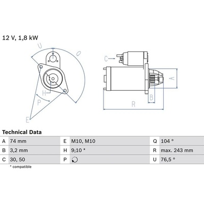 BOSCH 0 986 018 680 Startér (0986018680)