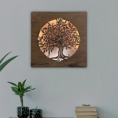 Li-Go 5652/DUB2 - димируем LED часовник LED/10W/5V 20000 mAh 42x42 cm дъб+ дистанционно управление (LO0057)