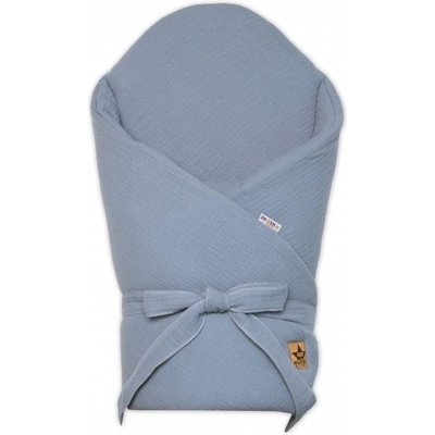 Baby Nellys Mušelínová zavinovačka s výztuží na zavazování denim