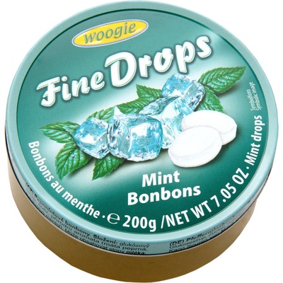 Woogie Fine Drops bonbóny v plechové dóze Mint 200 g
