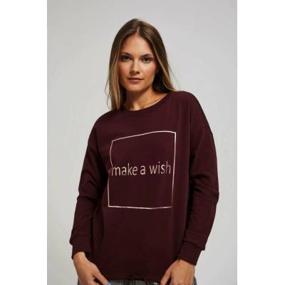 Moodo Simple sweatshirt with print čierna biela hnedá tmavočervená