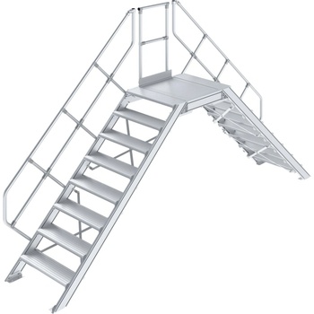 KRAUSE Алуминиево стълбище с площадка Krause Crossover, 2x8, наклон 45° (07826077) (07826077)