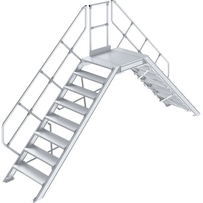 KRAUSE Алуминиево стълбище с площадка Krause Crossover, 2x8, наклон 45° (07826077) (07826077)