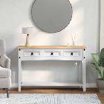 vidaXL Крайна масичка с чекмедже Corona Бяло 114 x 34, 5 x 73 см (42021195)