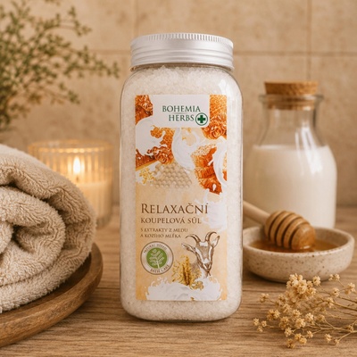 Bohemia Herbs Med a Kozí mléko relaxační koupelová sůl 900 g