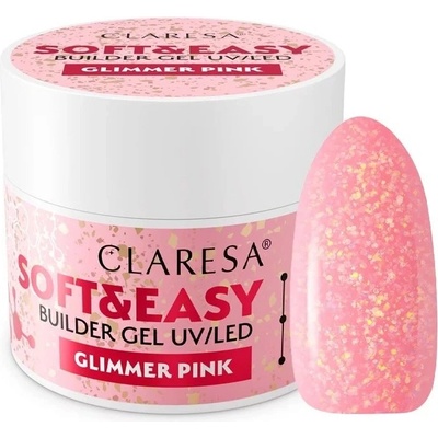 Claresa stavební gel na nehty soft&easy Builder glimmer pink 90 g