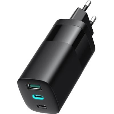 Havit - Зарядно за стена (UC10) - 2x Type-C, USB, PD65W, Бързо зареждане - Черно