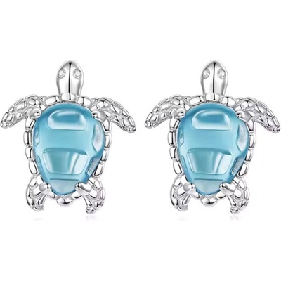 GRACE Silver Jewellery Stříbrné náušnice ve tvaru mořské želvy E-YIE339/422 Modrá