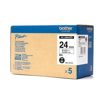 Páska Brother HGe-151V5 čierna na priehľadnej, šírka 24 mm