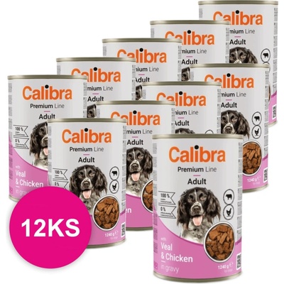 Calibra Dog Premium Adult Teľacie & kura 12 x 1240 g