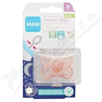 Mam šidítko Perfect Night silikon se sterilizačním boxem s ptáčkem lososová