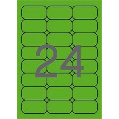 Etikety, 64x33,9 mm, farebné, zaoblené rohy, APLI, neónové zelené, 480 etikiet bal