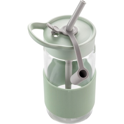 Buydeem CD1017 Portable Glass Straw Bottle 500 ml, Cozy Greenish (CD1017-CG)