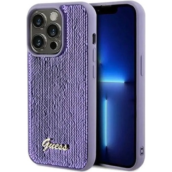 GUESS Кейс Guess Sequin Script Metal за iPhone 14 Pro, лилав (GUE003163-0)