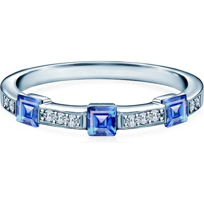 SAVICKI Пръстен: бяло злато. диаманти. сини сапфири