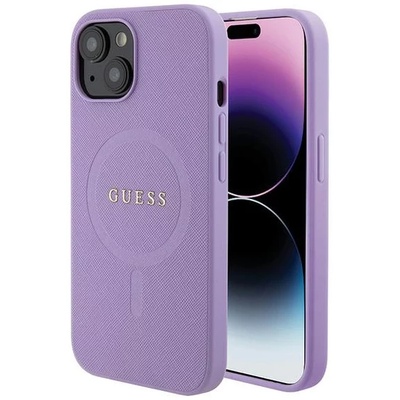 GUESS GUHMP15SPSAHMCU iPhone 15 6, 1" лилав твърд калъф Saffiano MagSafe (GUHMP15SPSAHMCU)