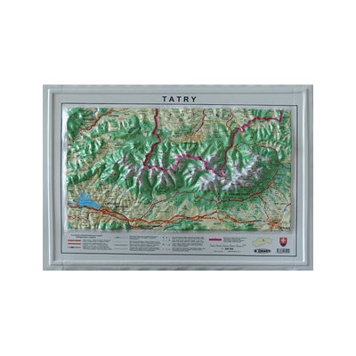 Mapa Vysoké Tatry reliéfna 1:200 000 A3 letná
