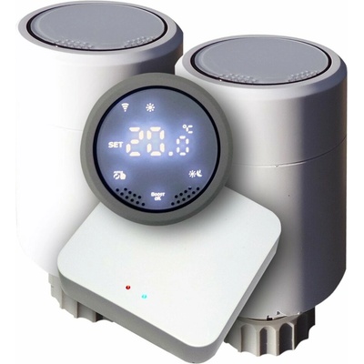 XTENDLAN THL03 Tuya chytrý set brána Zigbee + 2x termostatická hlavice displej nahoře