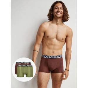 DIM Комплект от два мъжки боксера в зелено и тъмнокафяво DIM COTTON 3D FLEX AIR BOXER 2x DIM | Zelen | МЪЖЕ | M