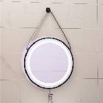 Inter Ceramic LED oгледало за баня, кръгло с черен кант и декоративна каишка, Ф60 см (ICL 1398)