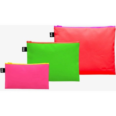 Loqi Neon taštičky na zips dark orange green and pink 3 ks