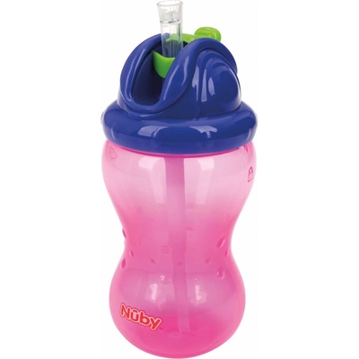 Nuby hrnček netečúci s mäkkou sklápacou slamkou a regulovateľným prietokom 360ml červený