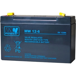 MW Power Акумулаторна батерия MW 12-6/MW 12-6L, 6V, 12Ah, AGM, F1/F2 конектори (MW 12-6 / MW 12-6L)