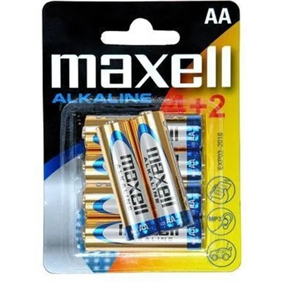 Maxell Батерии алкални Maxell AA, 1.5V, 6 бр (4+2) (BA-LR6-4+2)