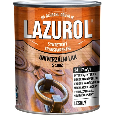 LAZUROL Syntetický lak na kov a drevo S 1002 / 0000 lesklý 0,75l, LAK