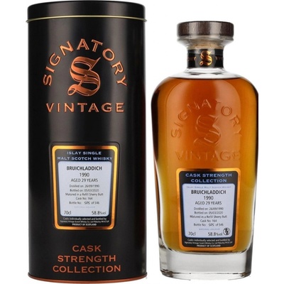 Signatory Vintage Bruichladdich 29y Cask Strength 1990 58,8% 0,7 l (tuba)