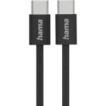 Hama Кабел за зареждане "Fabric", USB-C - USB-C, 1 m, Nylon, черен (HAMA-195002) - megamag