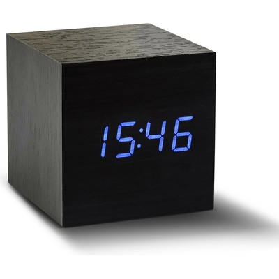 Gingko Design GINGKO Часовник с термометър CUBE - черно дърво със сини цифри (Gingko-GK08B10)